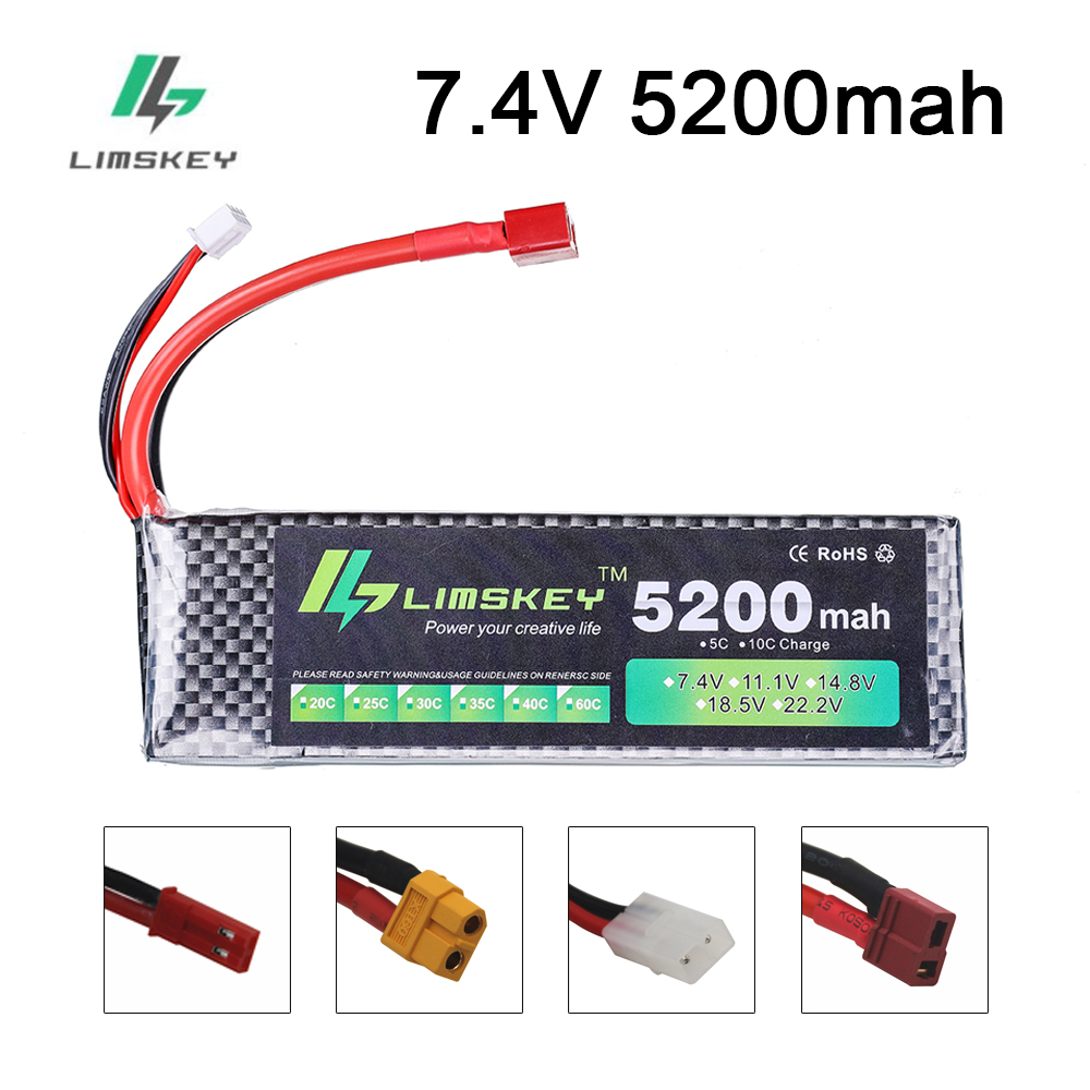 Drone Battery Lipo - Limskey Batteria di Alimentazione 7.4V 5200mAh